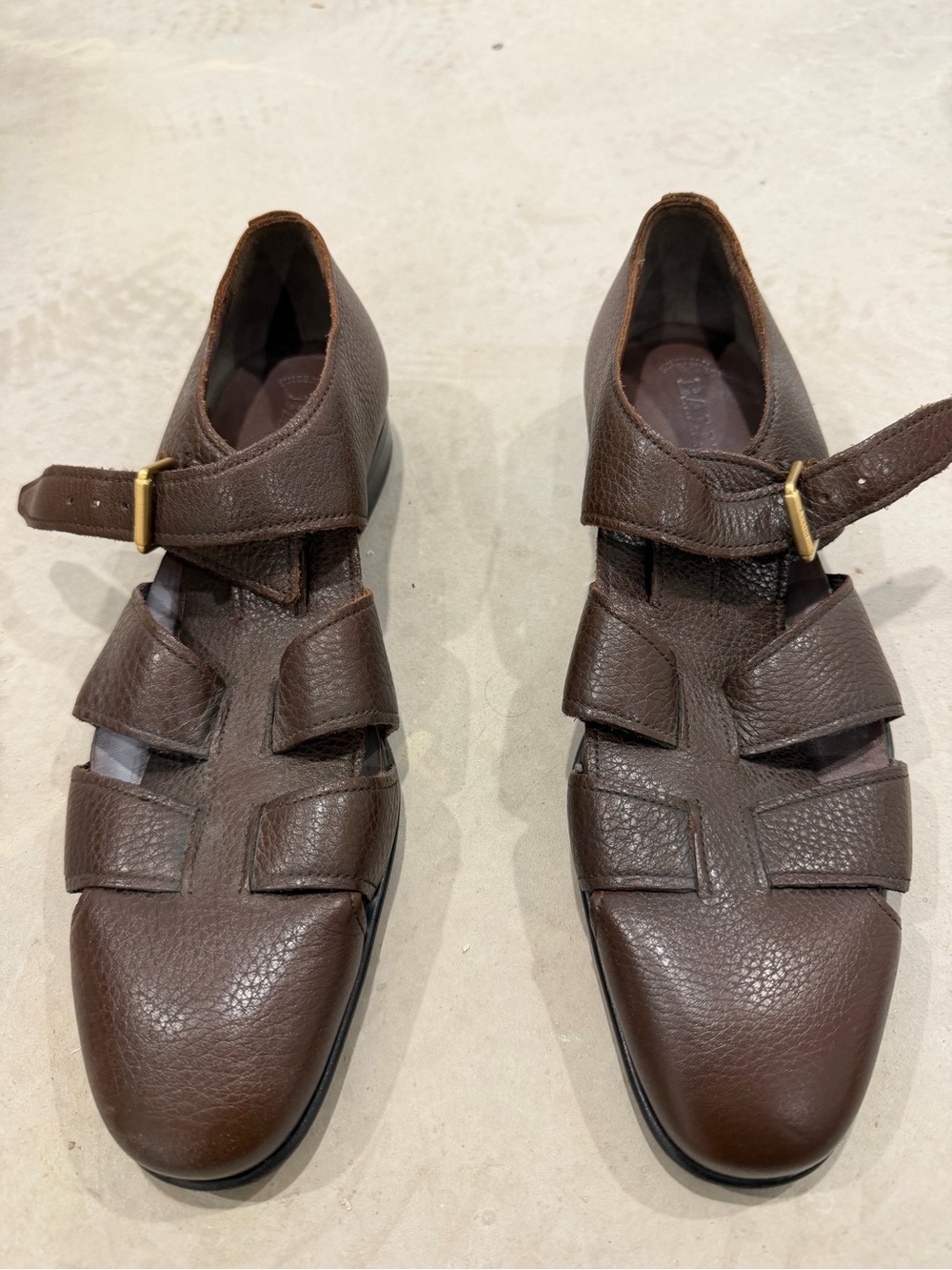 Bally Men’s Dark Brown Leather Fisherman Sandals / Loafers with Buckle